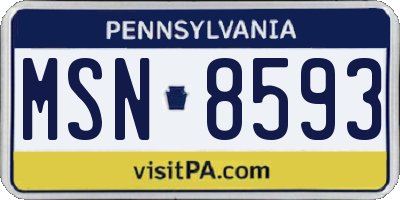 PA license plate MSN8593
