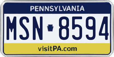PA license plate MSN8594
