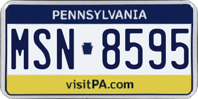 PA license plate MSN8595