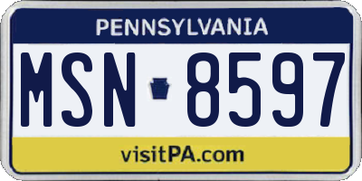 PA license plate MSN8597