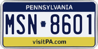 PA license plate MSN8601