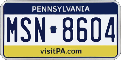 PA license plate MSN8604