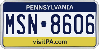 PA license plate MSN8606