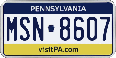 PA license plate MSN8607