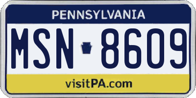 PA license plate MSN8609
