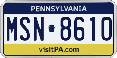 PA license plate MSN8610