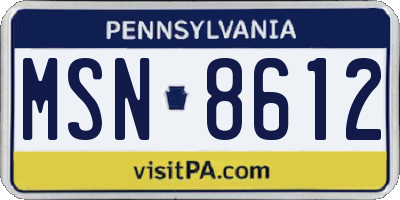 PA license plate MSN8612