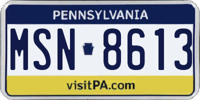 PA license plate MSN8613