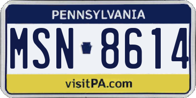PA license plate MSN8614