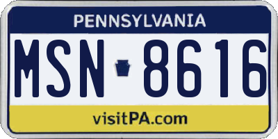 PA license plate MSN8616