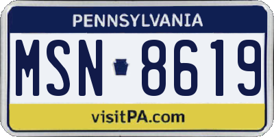PA license plate MSN8619
