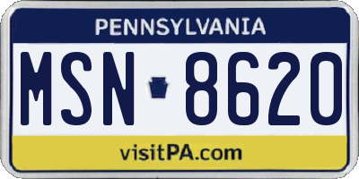 PA license plate MSN8620
