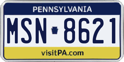 PA license plate MSN8621