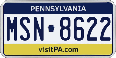 PA license plate MSN8622