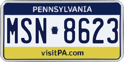 PA license plate MSN8623