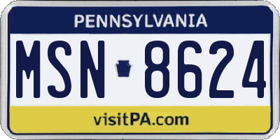 PA license plate MSN8624