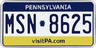 PA license plate MSN8625
