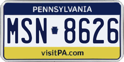 PA license plate MSN8626