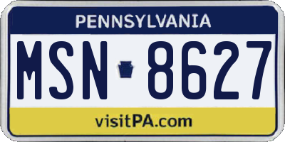 PA license plate MSN8627