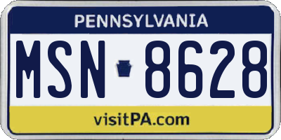 PA license plate MSN8628