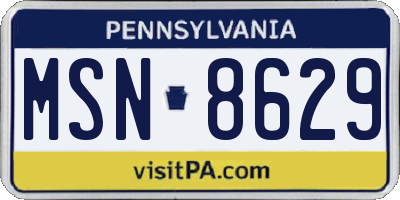 PA license plate MSN8629
