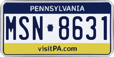 PA license plate MSN8631