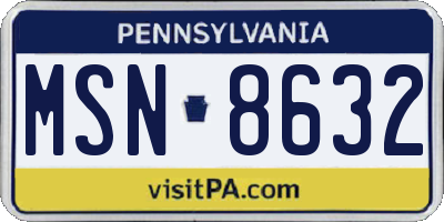 PA license plate MSN8632