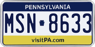 PA license plate MSN8633