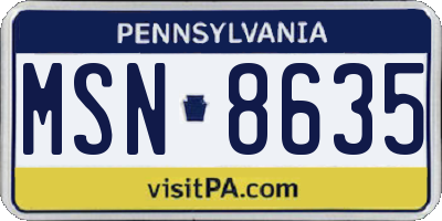 PA license plate MSN8635