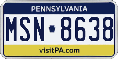 PA license plate MSN8638
