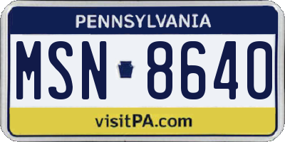 PA license plate MSN8640