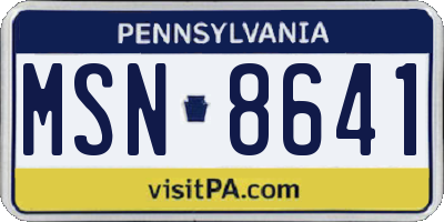 PA license plate MSN8641