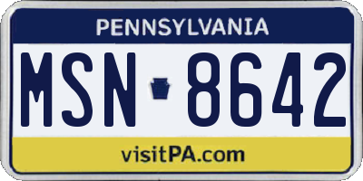 PA license plate MSN8642