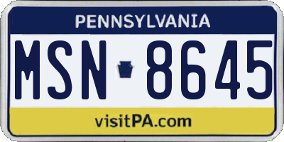 PA license plate MSN8645