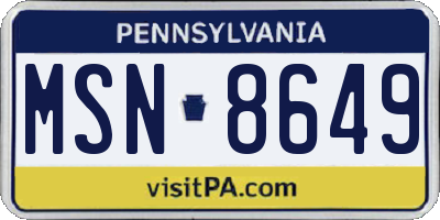 PA license plate MSN8649
