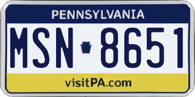 PA license plate MSN8651