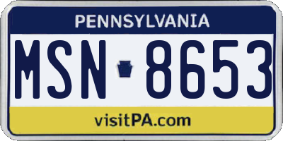 PA license plate MSN8653