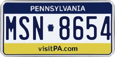 PA license plate MSN8654