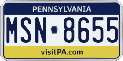 PA license plate MSN8655