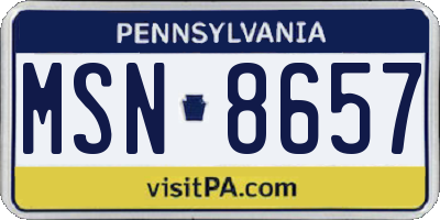 PA license plate MSN8657