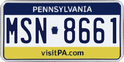 PA license plate MSN8661