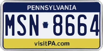 PA license plate MSN8664