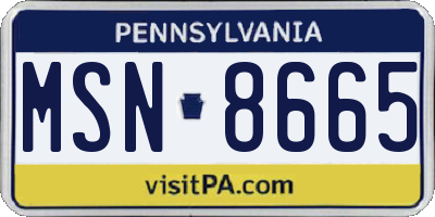 PA license plate MSN8665