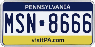 PA license plate MSN8666