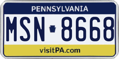 PA license plate MSN8668