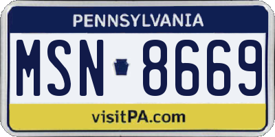 PA license plate MSN8669