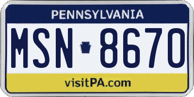 PA license plate MSN8670