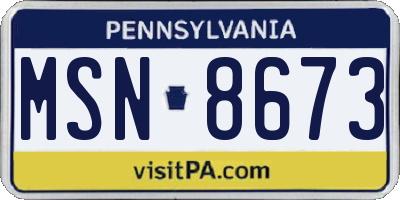 PA license plate MSN8673