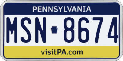PA license plate MSN8674