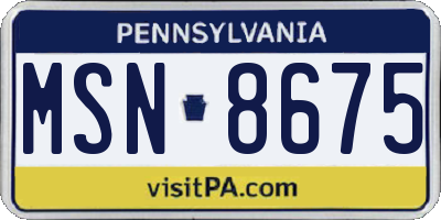 PA license plate MSN8675
